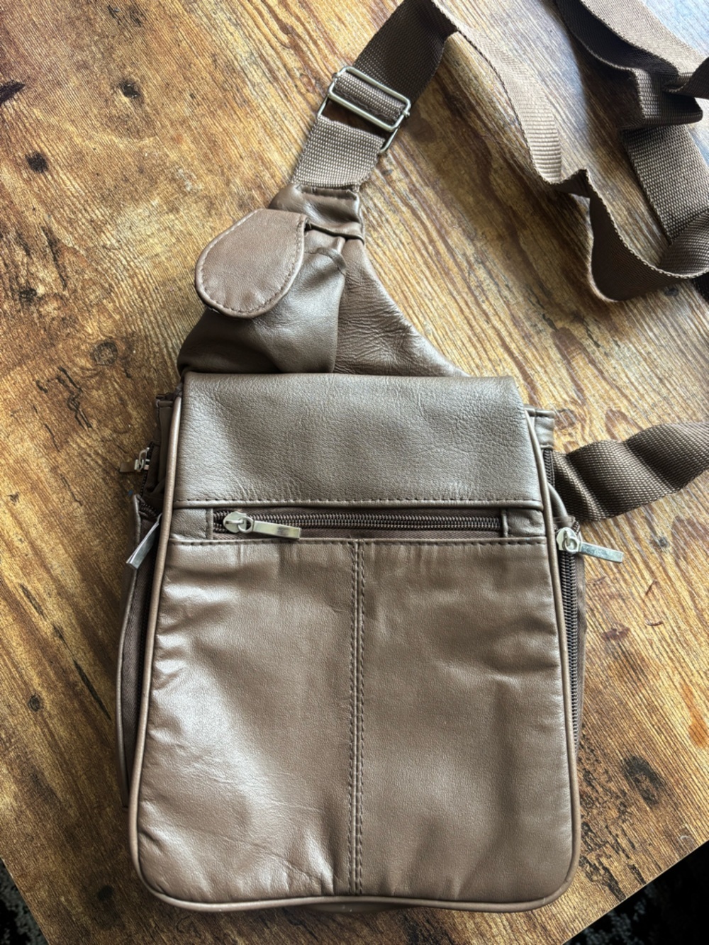 Buxton Brown Genuine Leather Crossbody Purse Organizer